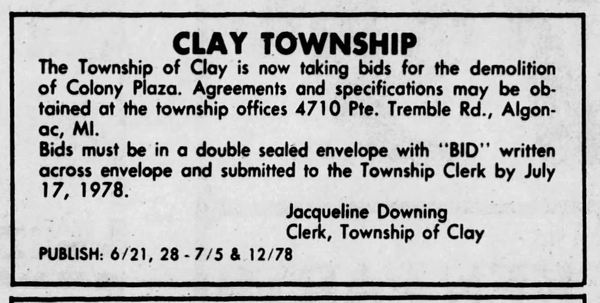 Colony Plaza - June 1978 Article On Demolition Bid (newer photo)